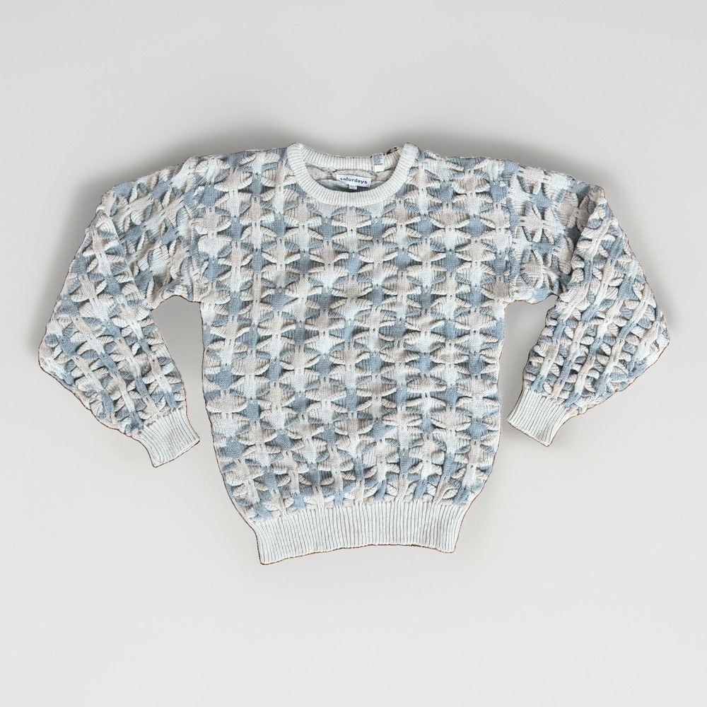 Vintage 80s-90s Geometric Knit Sweater by Saturdays Cosby/ Coogi-style Size M